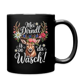 Ersatz Dirndl Shirt Damen Trachtenshirt Oberteil - Tasse einfarbig - Schwarz - Rechts