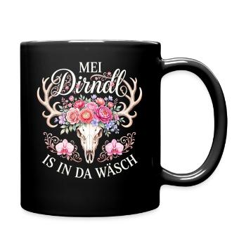 Mei Dirndl is in da Wäsch Trachtenshirt Damen - Tasse einfarbig - Schwarz - Rechts