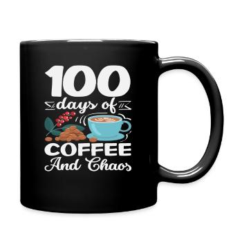 100 Days of Coffee and Chaos Teacher Design - Full Colour Mug - black - Right