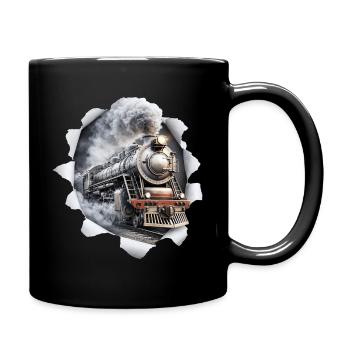 Lokomotiv train model comes out of the shirt - Full Colour Mug - black - Right