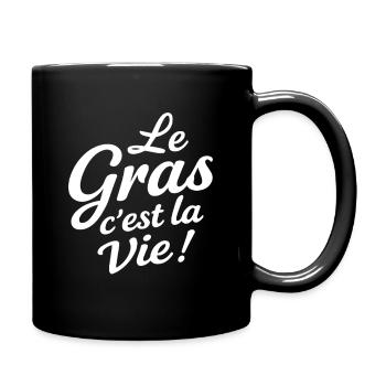 Fett ist Leben Geschenk Liebhaber Gutes Essen - Tasse einfarbig - Schwarz - Rechts