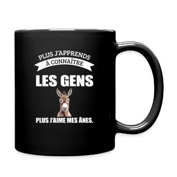 Humor Lustige Tiere Bauernhof Esel Menschliche Beziehungen - Tasse einfarbig - Schwarz - Rechts