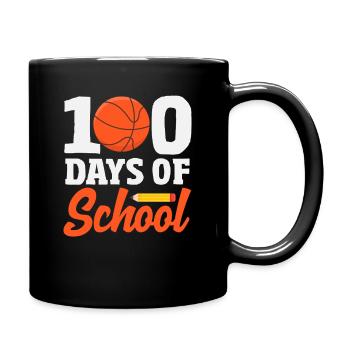 100 Tage Schule Basketball Sport Design - Tasse einfarbig - Schwarz - Rechts