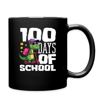 100 Tage Schule Dinosaurier Roller - Tasse einfarbig - Schwarz - Rechts