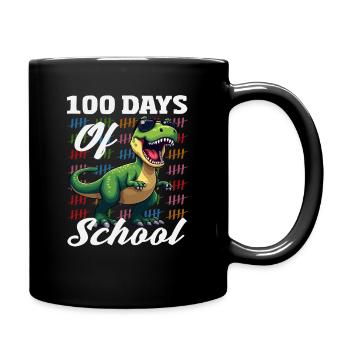 100 Tage Schule Dino Strichliste - Tasse einfarbig - Schwarz - Rechts