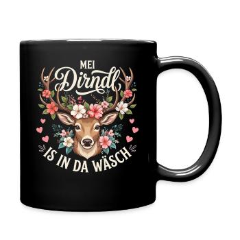 Trachtenshirt Damen Dirndl Shirt Trachten Oberteil - Tasse einfarbig - Schwarz - Rechts