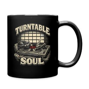 Vinyl Sammler Plattensammler Turntable Soul - Tasse einfarbig - Schwarz - Rechts