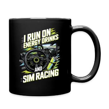 Ich lebe von Energy-Drinks und Sim-Racing - Tasse einfarbig - Schwarz - Rechts
