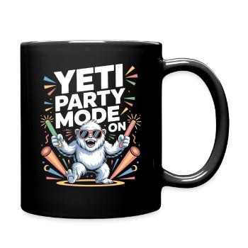 Yeti Party Mode – Funny Party Monster - Full Colour Mug - black - Right