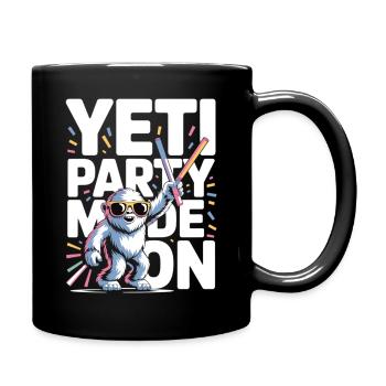 Yeti Party Mode – Funny Party Monster - Full Colour Mug - black - Right