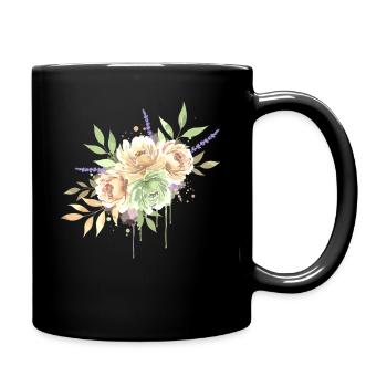 Bouquet floral aquarelle vintage - Mug uni - noir - Droite