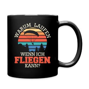Gleitschirmfliegen WARUM LAUFEN Lustiges - Tasse einfarbig - Schwarz - Rechts