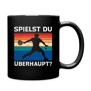 Padel Sport SPIELST DU ÜBERHAUPT Retro Lustig - Tasse einfarbig - Schwarz - Rechts