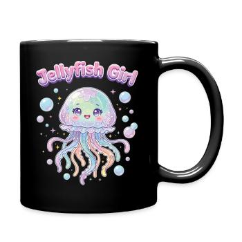 Pastel Kawaii Quallenmädchen-Ästhetik - Tasse einfarbig - Schwarz - Rechts
