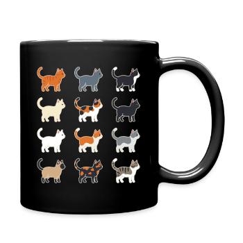 Cats Illustration Grid - Full Colour Mug - black - Right