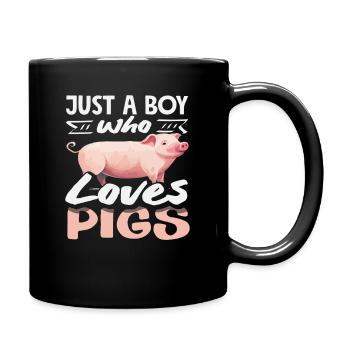 Just a boy who loves pigs farm - Full Colour Mug - black - Right