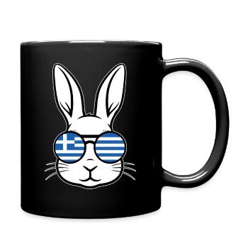 Greek Easter Greek Flag Easter Rabbit Bunny - Full Colour Mug - black - Right