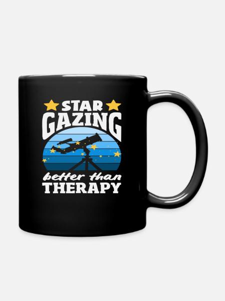 Sterne Beobachten Besser Als Therapie - Tasse einfarbig - Schwarz