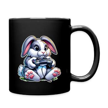 Gamer Hase mit Controller - Tasse einfarbig - Schwarz - Rechts