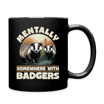 Funny Animal Badger - Tasse einfarbig - Schwarz - Rechts