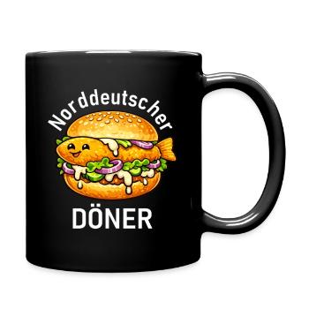 Lustiges Fischbrötchen Küstenhumor Nordsee Ostsee - Tasse einfarbig - Schwarz - Rechts