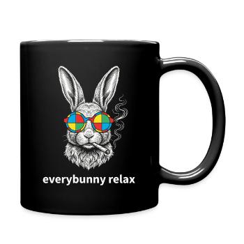 Everybunny Relax Funny Bunny with Sunglasses - Full Colour Mug - black - Right