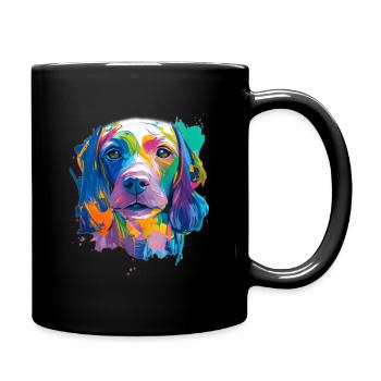 Vizsla Dog Pop Art Porträt Farbenfrohe Tierkunst - Tasse einfarbig - Schwarz - Rechts
