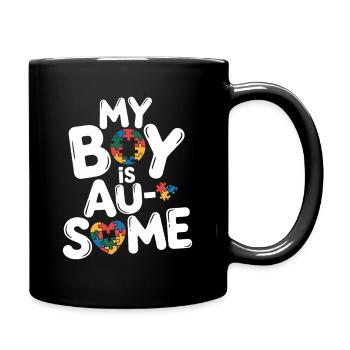 My boy has autism - Full Colour Mug - black - Right