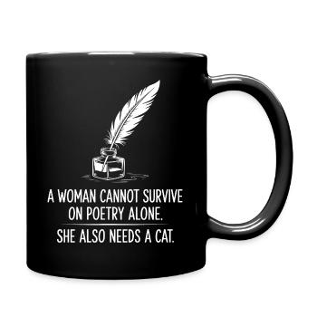 Poesie und Katzen - Tasse einfarbig - Schwarz - Rechts