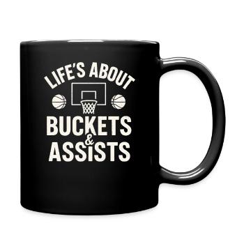 Basketball Life's About Buckets And Assists Baller - Full Colour Mug - black - Right