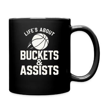 Basketball Life's About Buckets And Assists Baller - Full Colour Mug - black - Right