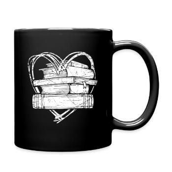 Liebe Bücher lesen - Tasse einfarbig - Schwarz - Rechts