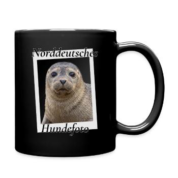 Norddeutsches Hundefoto Lustiger Seehund Nordsee H - Tasse einfarbig - Schwarz - Rechts