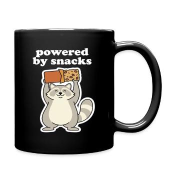 Powered by Snacks Raccoon Motif - Full Colour Mug - black - Right