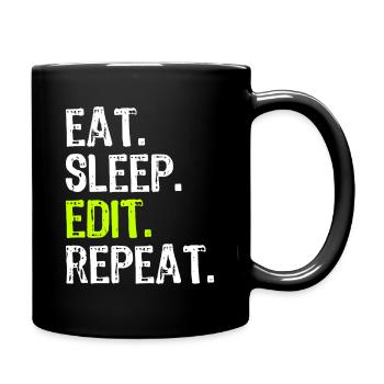 Mange, dors, édite, répète - Mug uni - noir - Droite