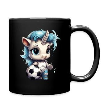 Unicorn with Ball - Foosball - Soccer - Full Colour Mug - black - Right