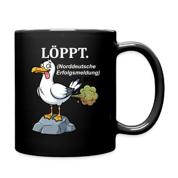 Norddeutscher Humor Spruch Löppt - Tasse einfarbig - Schwarz - Rechts