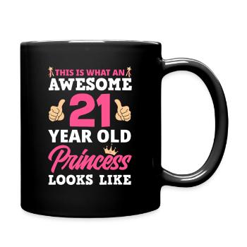 Awesome 21st Princess Birthday - Full Colour Mug - black - Right