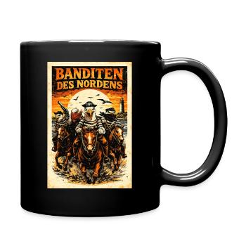 Banditen des Nordens Möwen Fischbrötchen Diebe  - Tasse einfarbig - Schwarz - Rechts