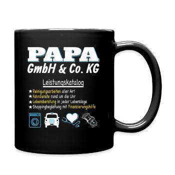 Firma Papa unterstützt in allen Lebenslagen - Tasse einfarbig - Schwarz - Rechts