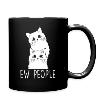 Beurk, les gens, amoureux des chats, humour félin, antisocial. - Mug uni - noir - Droite