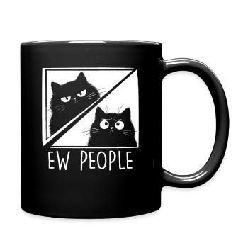 Beurk, les gens, amoureux des chats, humour félin, antisocial. - Mug uni - noir - Droite