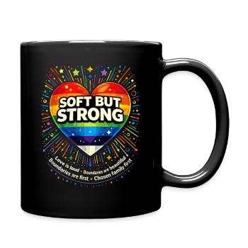 Soft But Strong Pride Herz Neon Heart  Regenbogen - Tasse einfarbig - Schwarz - Rechts