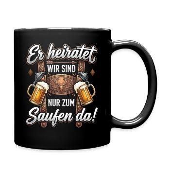 Polterabend T-Shirt Männer Poltern Shirts JGA - Tasse einfarbig - Schwarz - Rechts