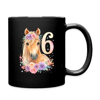 Anniversaire 6 Fille cheval 6 ans - Mug uni - noir - Droite
