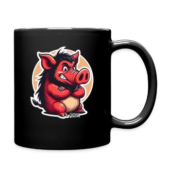 Angry Red Boar Cartoon - Full Colour Mug - black - Right