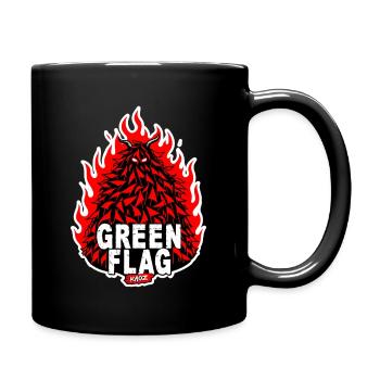Blason du drapeau vert enflammé - Mug uni - noir - Droite
