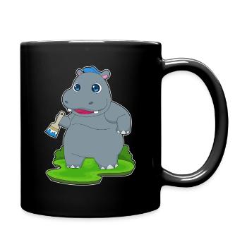 Peintre hippopotame peinture au pinceau - Mug uni - noir - Droite