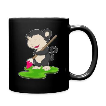 Monkey Painter Brush Painting - Full Colour Mug - black - Right