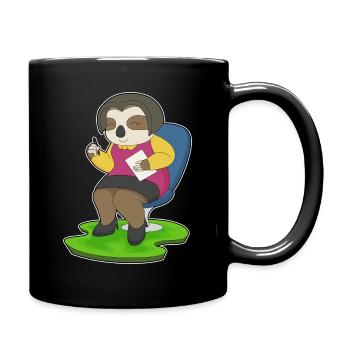Faultier Sekretärin Papier Büro - Tasse einfarbig - Schwarz - Rechts